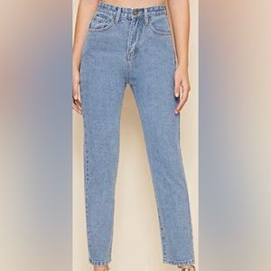 SHEIN Bleach Wash Mom Jeans